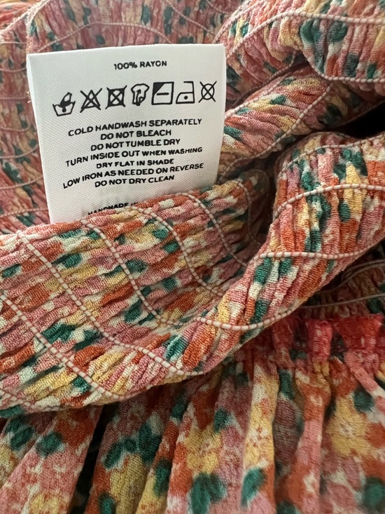 Faithfull Floral Smocked Mini Dress XS Boho Reformation Vibe - Picture 9 of 12